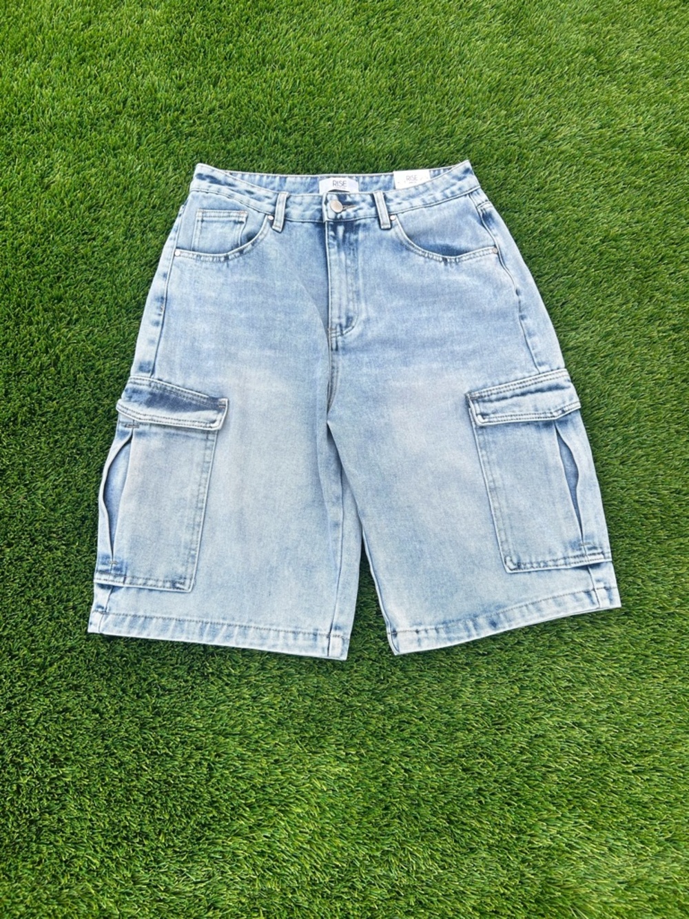 Light Wash Denim Cargo Jorts